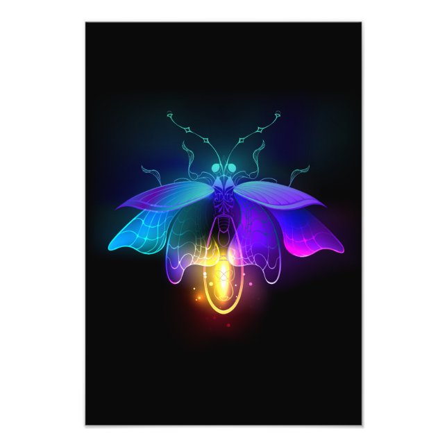 Impression Photo Neon Firefly sur noir (Devant)