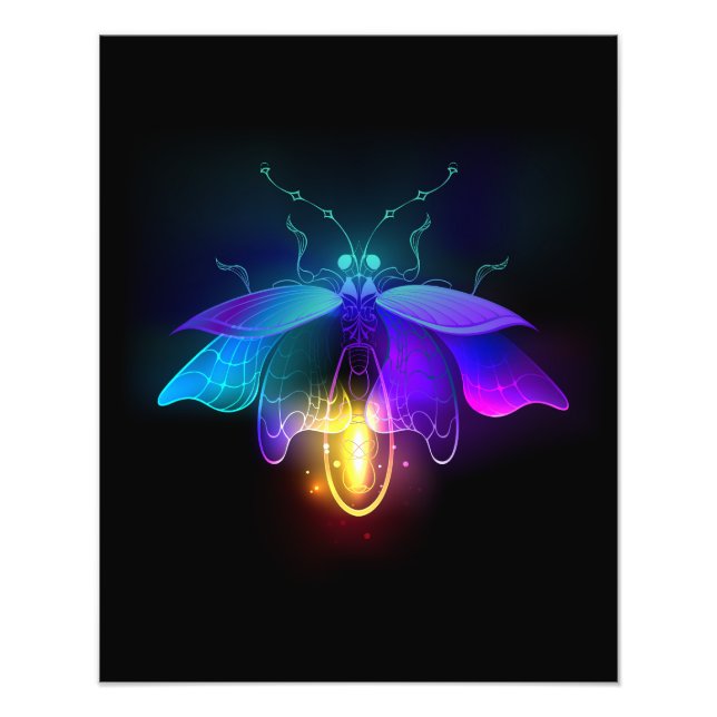Impression Photo Neon Firefly sur noir (Devant)