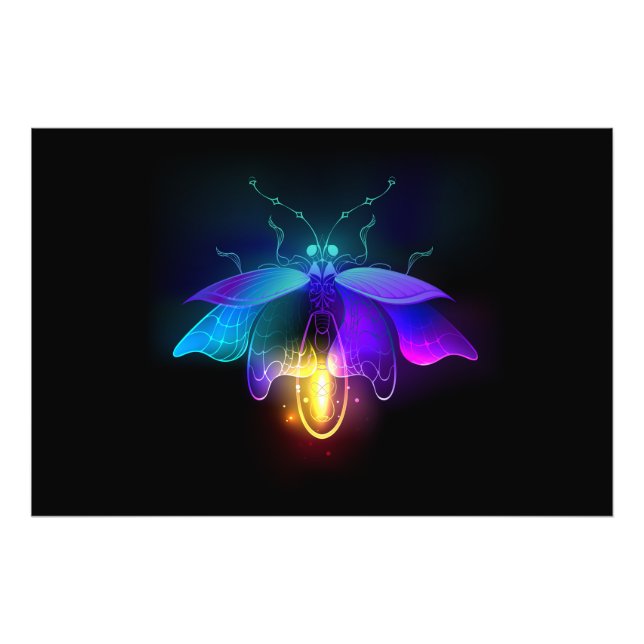 Impression Photo Neon Firefly sur noir (Devant)