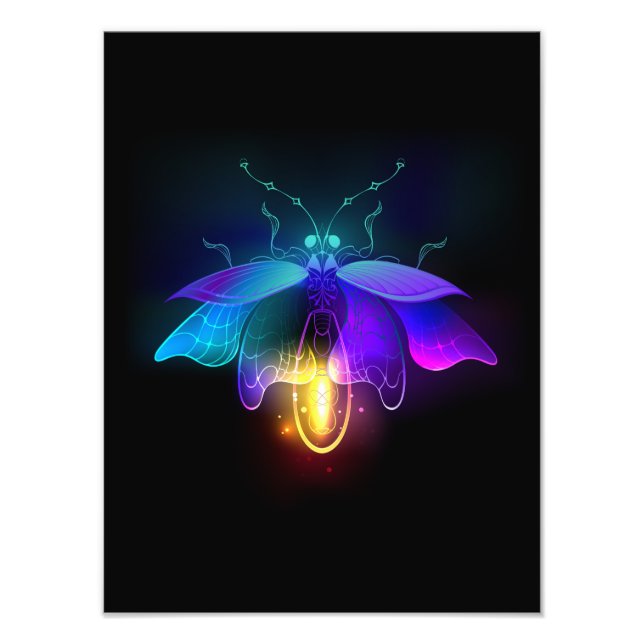 Impression Photo Neon Firefly sur noir (Devant)