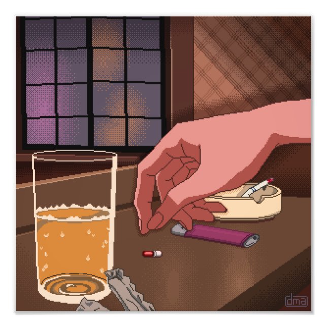 Impression photo Neon Genesis Evangelion Pixel Art (Devant)