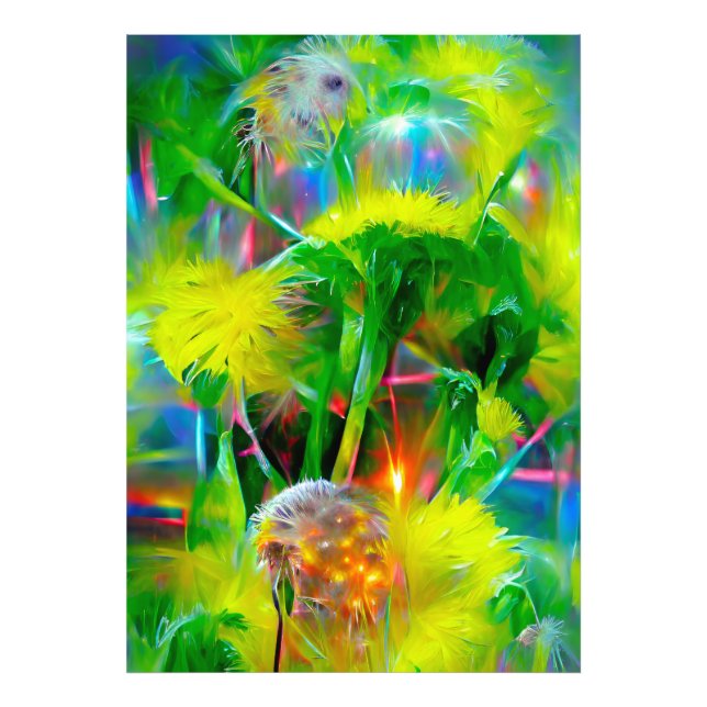 Impression Photo Neon Llow Dandelions dans Dream Garden (Devant)