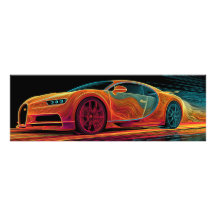 Neon Velocity | Art Automobile (36" x 12")