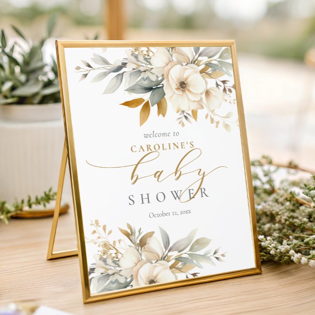 Impression Photo Neutral Baby In Bloom Baby Shower Welcome Sign (Créateur téléchargé)