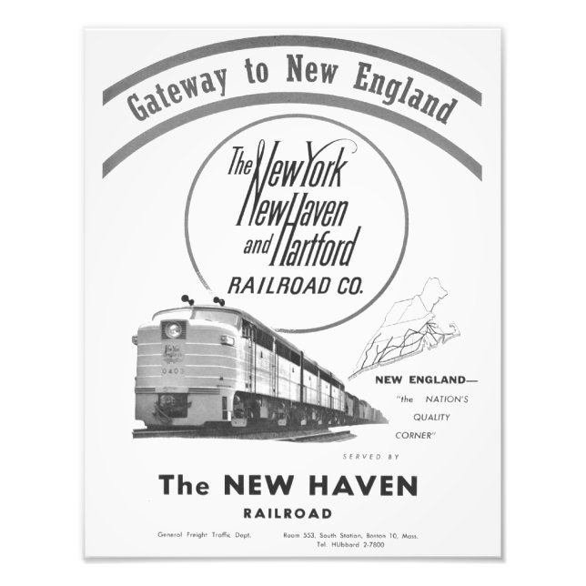 Impression Photo New Haven Railroad-Gateway Vers La Nouvelle-Anglet (Devant)