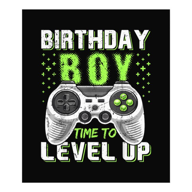 Impression Photo Niveau Up Anniversaire Jeu vidéo pour garçon (Devant)