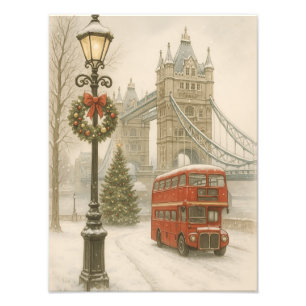 Impression Photo Noël à Londres Cadeau pour Voyageur Fêtes