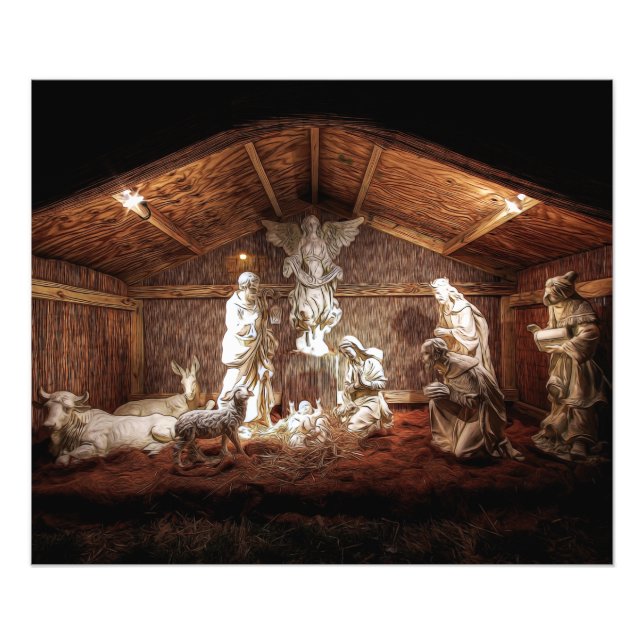 Impression Photo Noël Avent Jésus Nativité Manger Scène (Devant)
