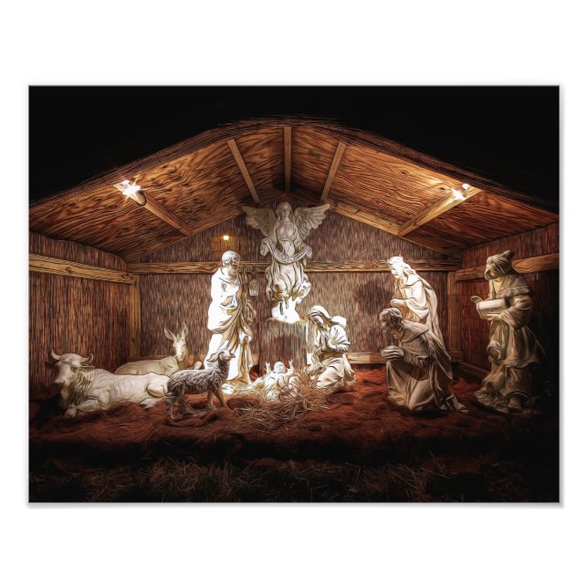 Impression Photo Noël Avent Jésus Nativité Manger Scène (Devant)