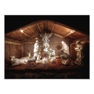 Impression Photo Noël Avent Jésus Nativité Manger Scène