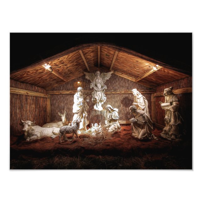 Impression Photo Noël Avent Jésus Nativité Manger Scène (Devant)