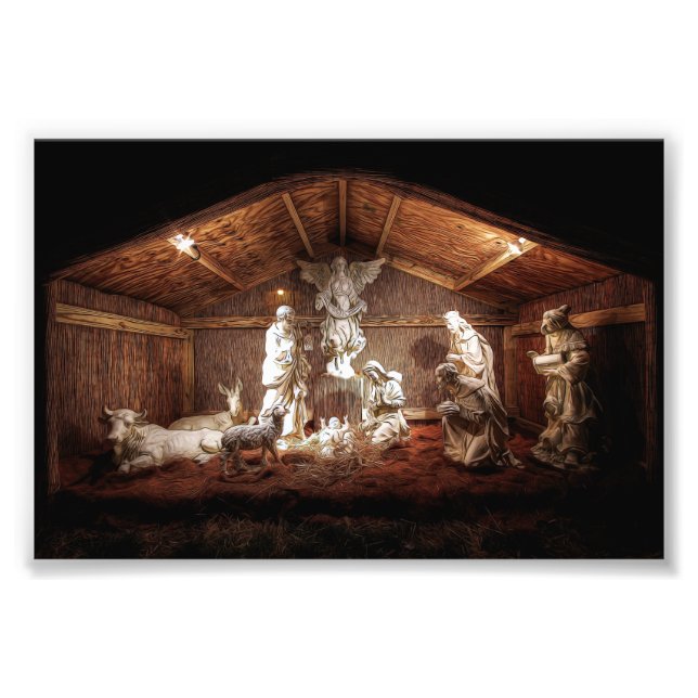 Impression Photo Noël Avent Jésus Nativité Manger Scène (Devant)
