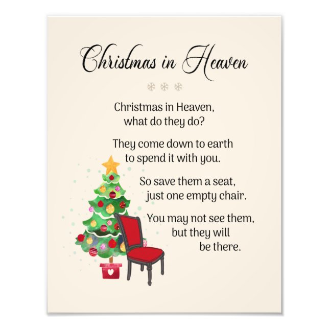 Impression Photo Noël Dans Le Ciel, Chaise Vide, Aimé Un, Douleur (Devant)