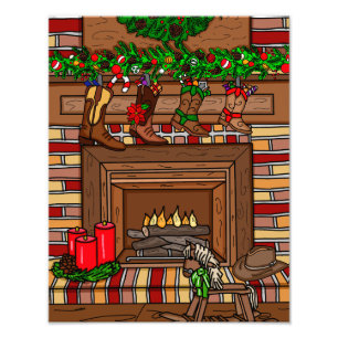 Impression Photo Noël du pays   Cowboy Boot Stockings