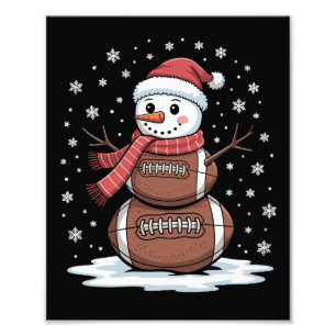 Impression Photo Noël Football Américain Bonhomme de Neige Xmas Spo