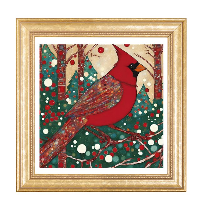 Impression Photo Noël neigeux moderne Cardinal Red Bird (Créateur téléchargé)