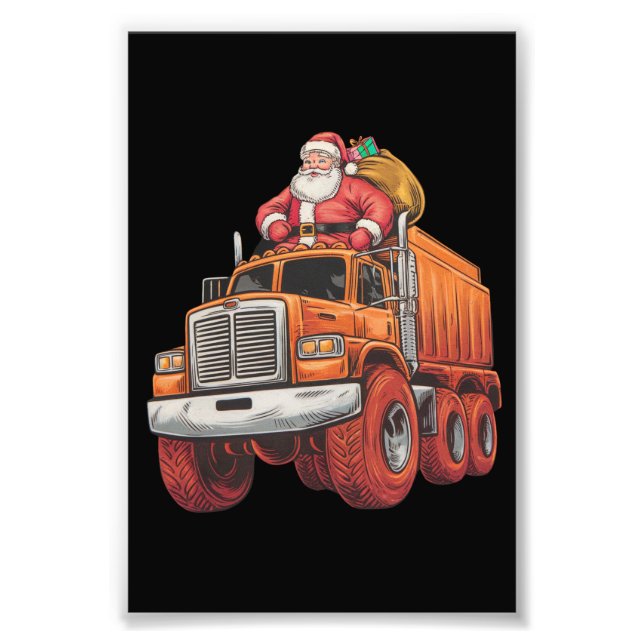 Impression Photo Noël Père Noël Monster Camion Xmas Garçons Enfants (Devant)