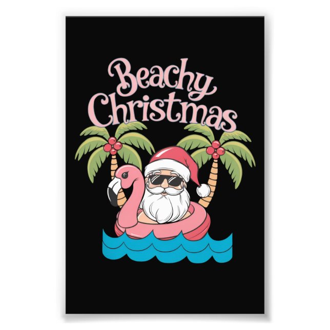 Impression Photo Noël Plage Tropicale Vacances Santa Plage  (Devant)