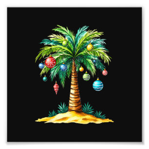 Impression Photo Noël Tropical Hawaïen Père Noël Lumières de Noël P