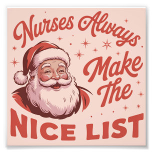 Impression Photo Noël Vintage Santa Infirmières Font la Bonne Liste