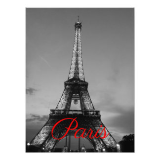Impression Photo Noir Blanc Paris Nuit Tour Eiffel européenne