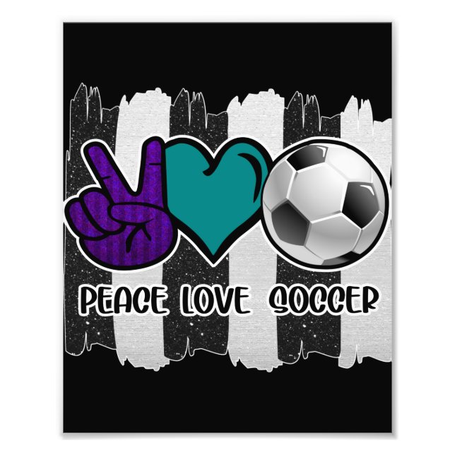 Impression Photo Noir et blanc Striped Peace Love Soccer (Devant)