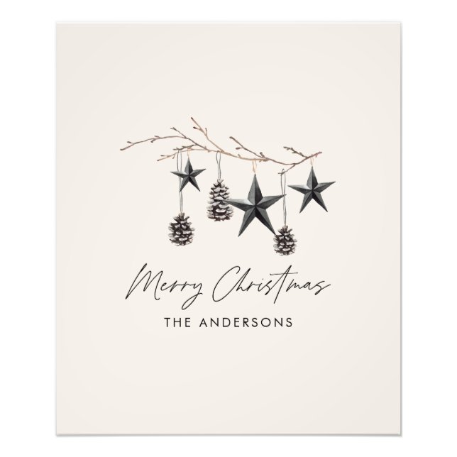 Impression Photo Noir moderne scandi élégant script Noël (Devant)
