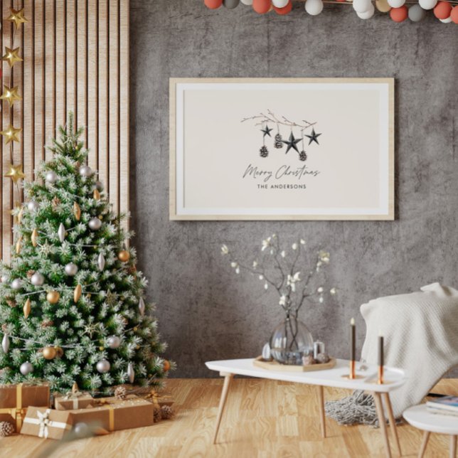 Impression Photo Noir moderne scandi élégant script Noël (Créateur téléchargé)