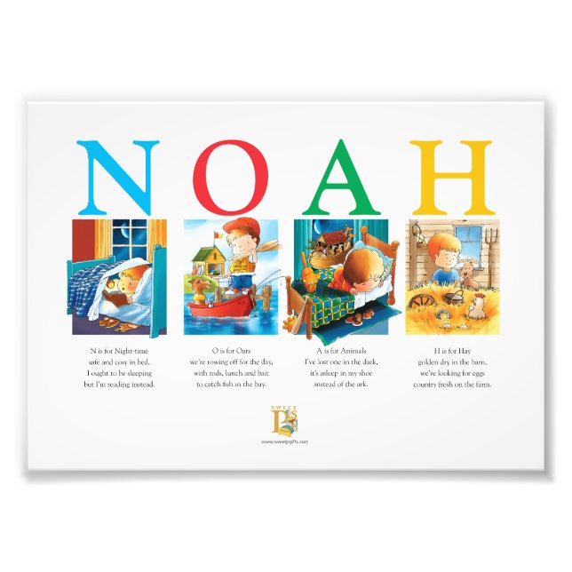 Impression Photo Nom de bébé personnalisé Imprimer - Noah Alphabet  (Devant)