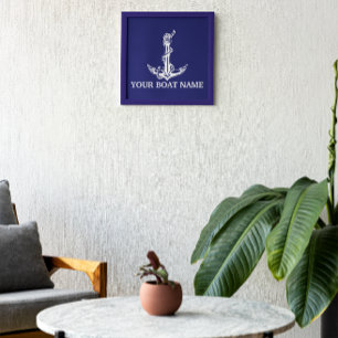 Impression Photo Nom du bateau de la corde d'Ancre nautique vintage