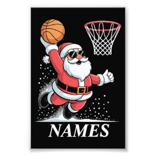 Impression Photo Nom personnalisé Noël Père Noël Dunking Basketball