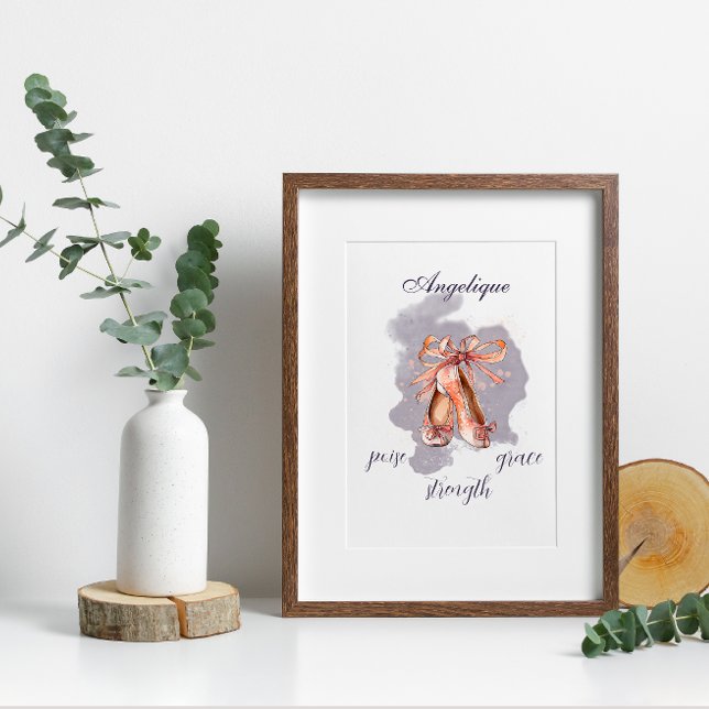 Impression Photo Nom personnalisé Texte Ballet Pointe Chaussures Ba (Créateur téléchargé)