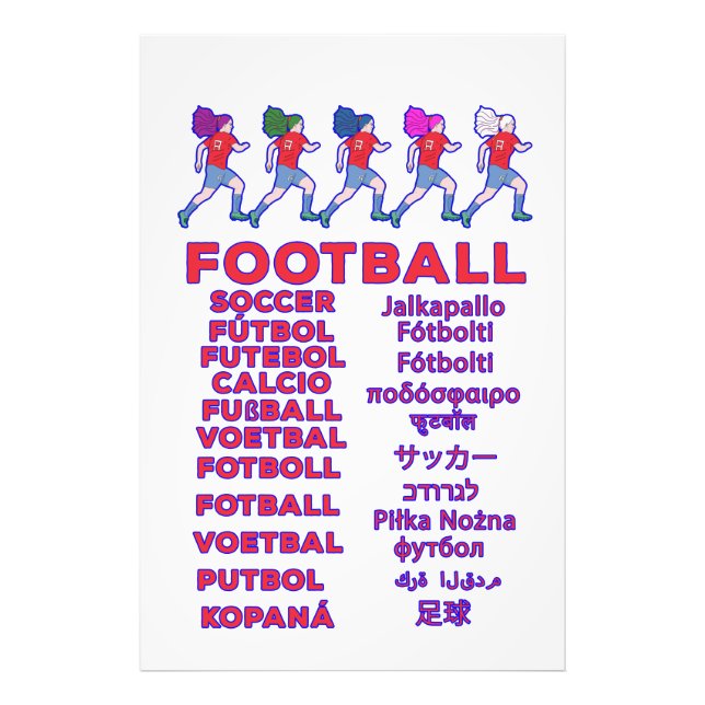 Impression Photo Noms de footballeuses multilingues pour fans de sp (Devant)