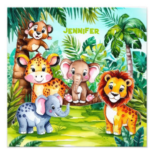 Impression Photo Noms personnalisés d'animaux de la jungle de safar