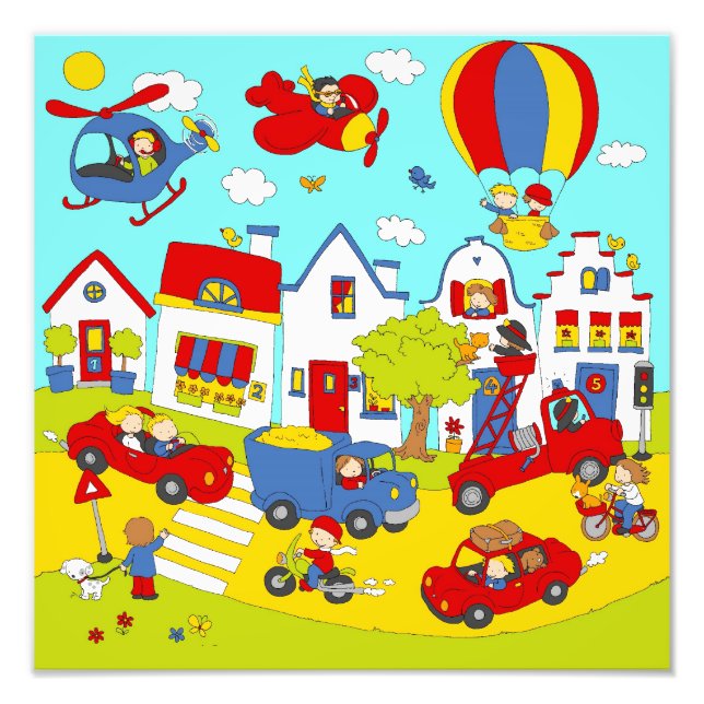 Impression Photo Notre rue animée (Devant)