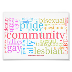 Impression Photo Nuage de mots de la communauté arc-en-ciel LGBTQ+