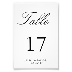 Impression Photo Numéro de table de mariage traditionnel noir et bl