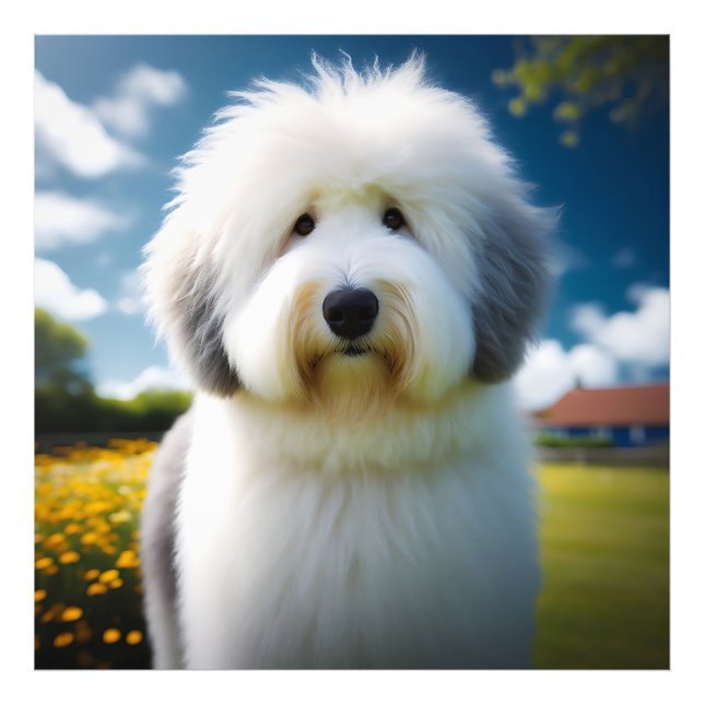 Impression Photo O Charme de um Old English Sheepdog em lindo dia. (Devant)