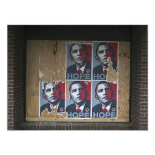 Impression Photo Obama signe sur une fenêtre condamnée d'un