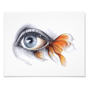 Impression Photo Oeil avec queue de poisson Art du dessin surréalis