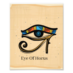 Impression Photo OEil de Horus sur papyrus, hiéroglyphes égyptiens