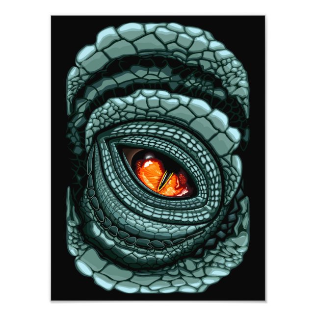 Impression Photo Œil de prédateur reptile primitif (Devant)