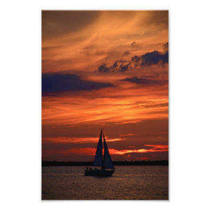 Impression Photo Œuvre d'art au coucher du soleil sur voilier
