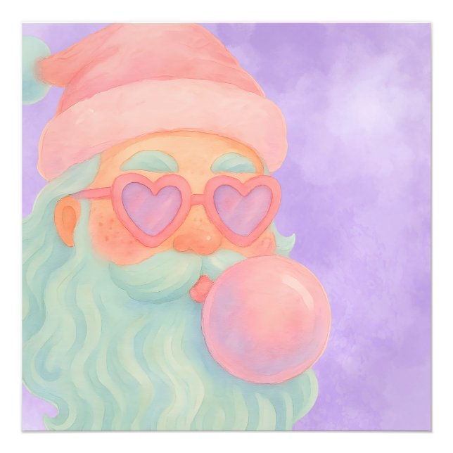 Impression Photo Œuvre d'art murale Groovy Bubblegum Santa  (Devant)
