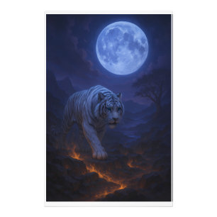 Impression Photo Œuvre d'art murale premium Tigre Blanc Volcanique