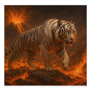 Impression Photo Œuvre d'art murale premium Tigre Blanc Volcanique 