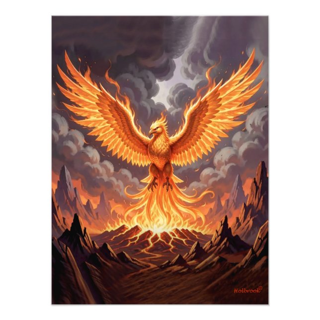 Impression Photo Œuvre d'art murale triptyque Phoenix Majestique (Devant)