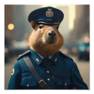 Impression Photo Officier Capybara : Maintenir la Paix,