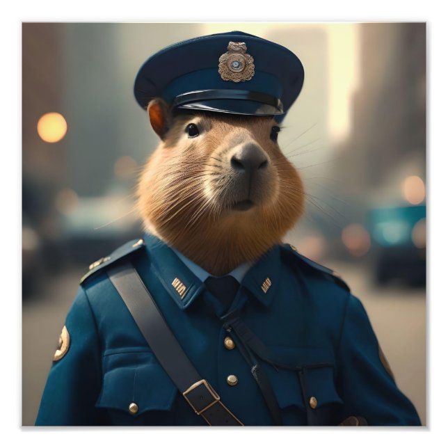 Impression Photo Officier Capybara : Maintenir la Paix, (Devant)
