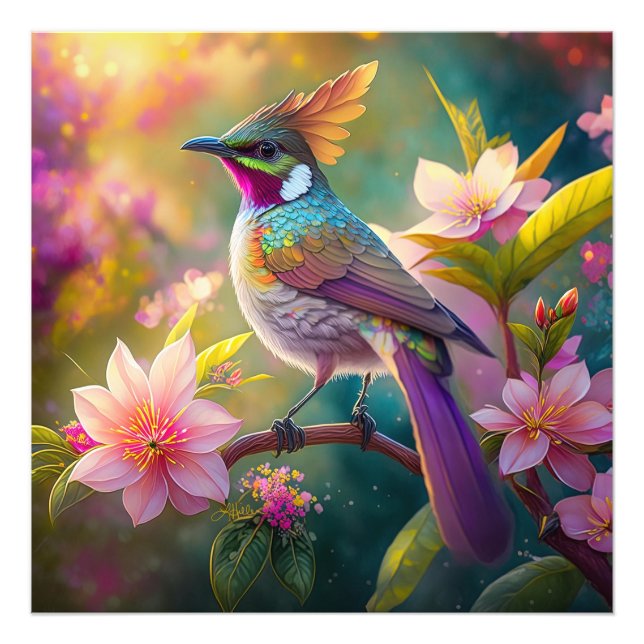 Impression Photo Oiseau d'Imaginaire à arc-en-ciel orangé (Devant)